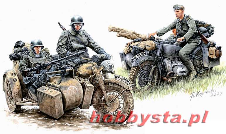 Wwii German Motorcycle Troops On The Move Bmw R75 Master Box Ltd 3548f